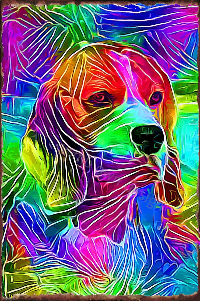 

Оловянные таблички Beagle с красочными линиями, Настенный декор в стиле ретро, винтажный металлический знак для творчества, дома, клуба, мужско...