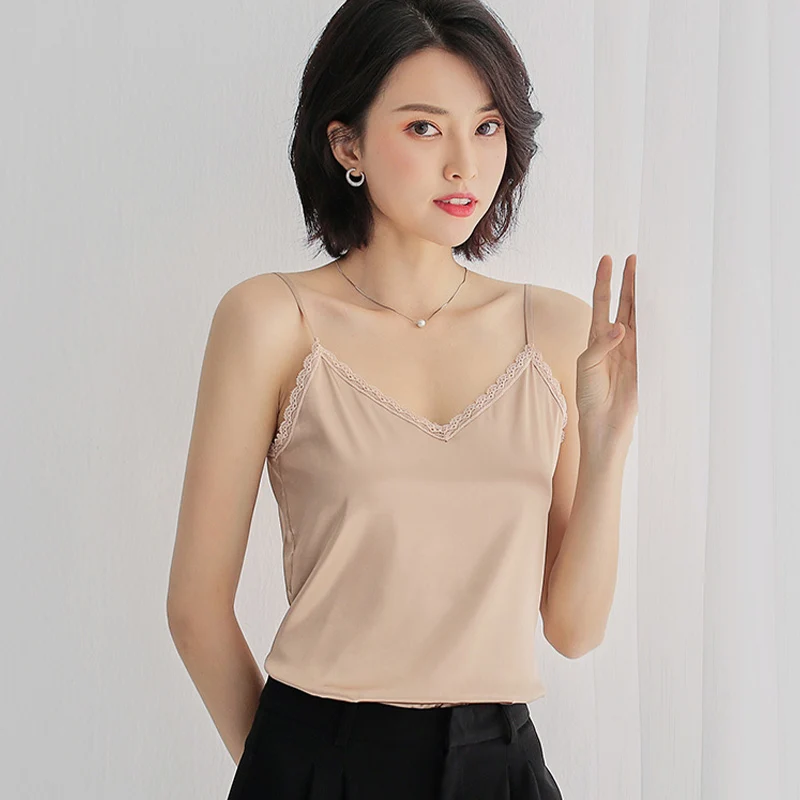 

Топ женский с V-образным вырезом, Повседневная Блузка на бретельках, базовый Однотонный пуловер, Прямая майка, на лето