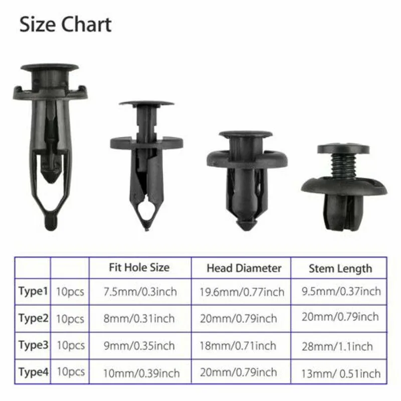 

Rivet Fastener Clips Universal Useful 4 Sizes 40pcs Car Bumper Fitting