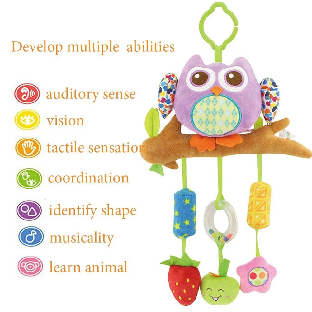 Детская погремушка в виде совы игрушка для детской коляски плюшевая музыкальная