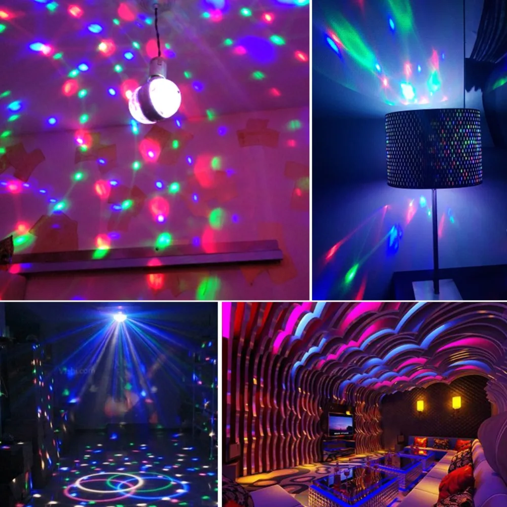 

Full Color 6W RGB Led Lamps E27 Lampada Bulbs AC 85-265V 110V 220V Auto Rotating Stage Lights Projector DJ Party Show Disco Bal