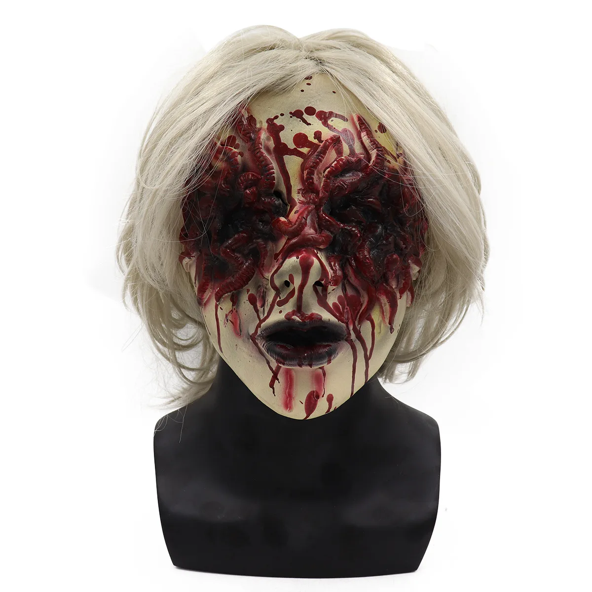 

Halloween Horror Realistic Monster Mask Bloody Zombie Mask With wig Party Cosplay Disgusting Rot Face Scary Masquerade Masker