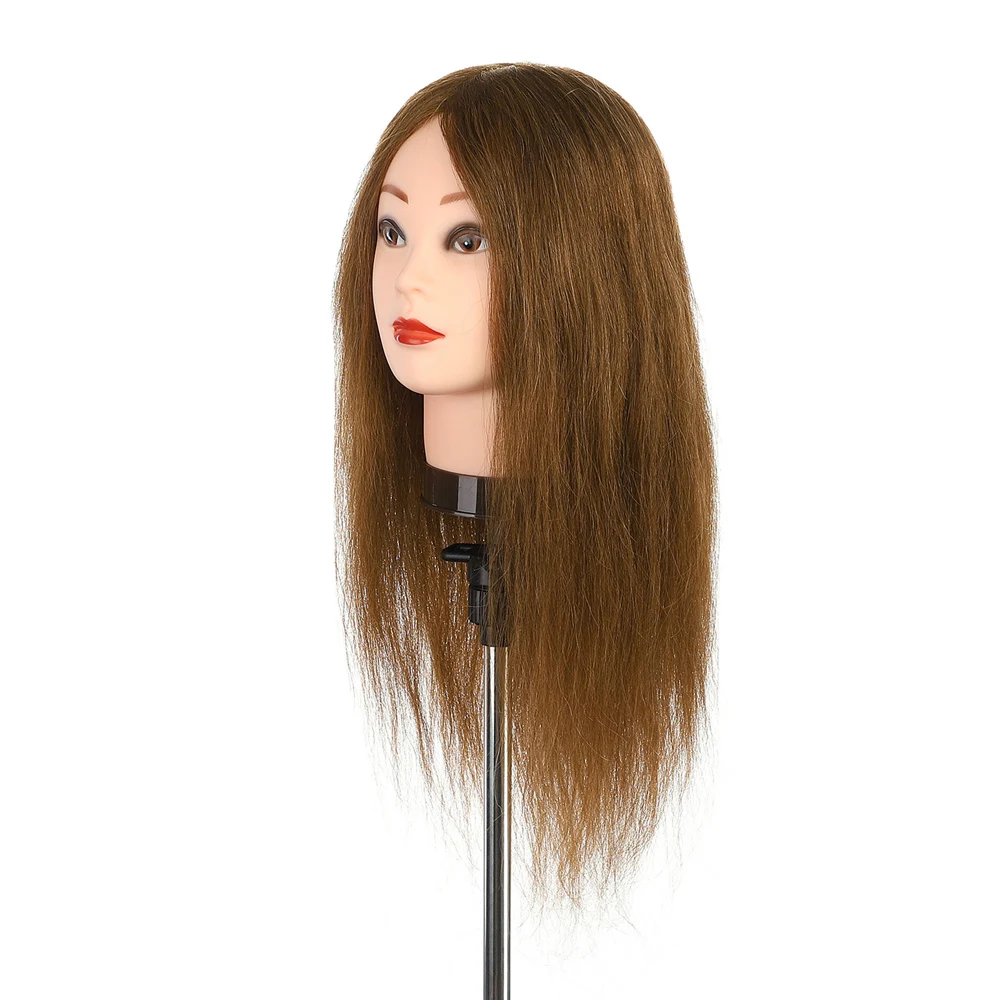 20 Inch 100% Real Human Hair Mannequin Head for Hairdressers Salon Hairdressing Practice Training Doll  Head for Hairstyle