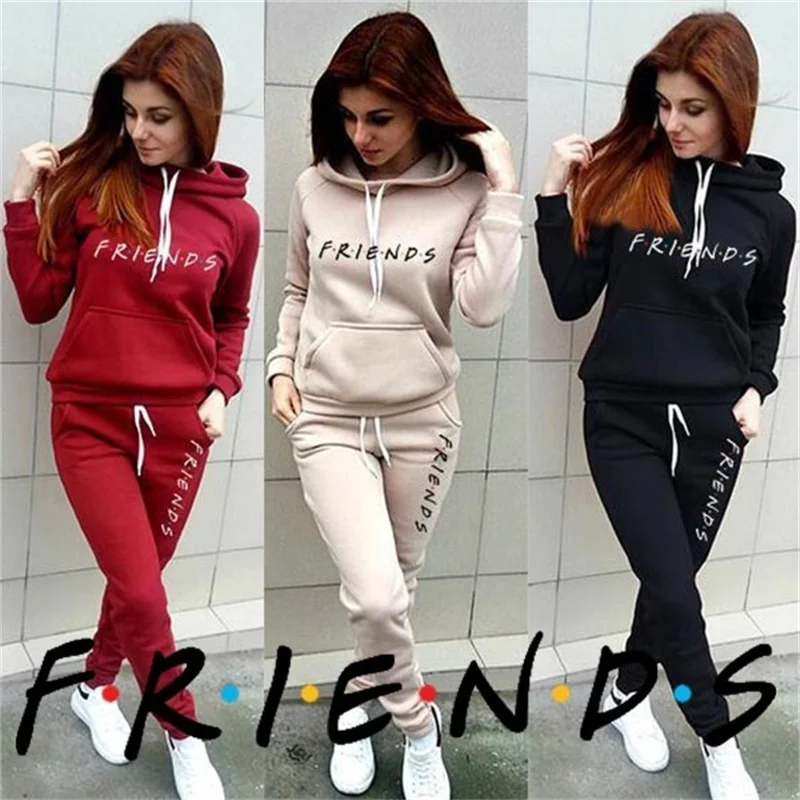 

Casual Loose Two-Piece Women's Pants Set Autumn and Winter Sports Ladies Clothing Fashion Fleece Tracksuit Pants Hooded Suit