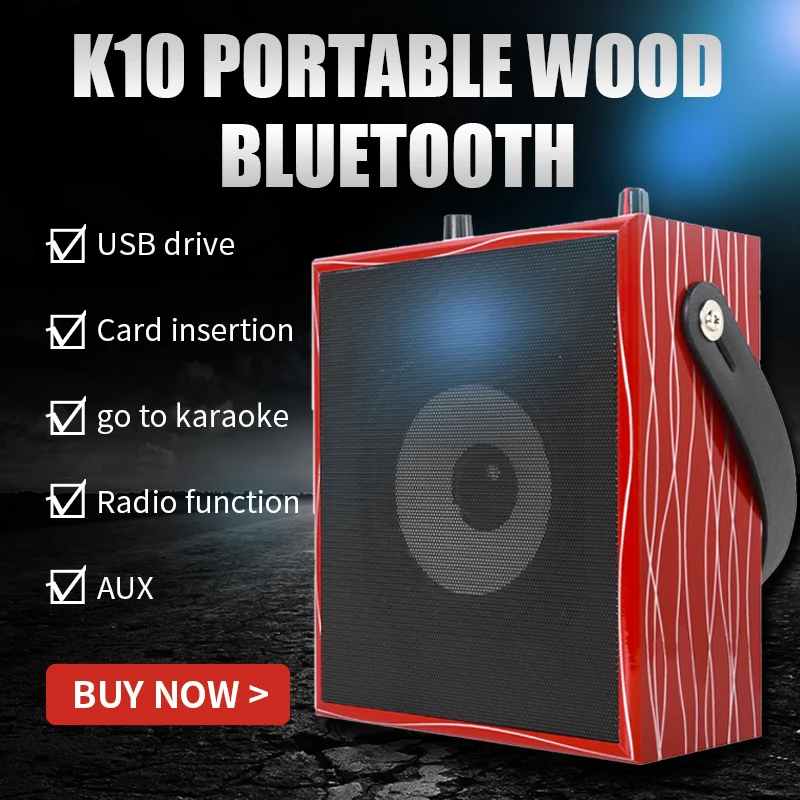 

Караоке деревянный Беспроводной Bluetooth Динамик K10 дома напольные сабвуфера, портативные музыкальные колонки Динамик s Поддержка USB/AUX воспрои...