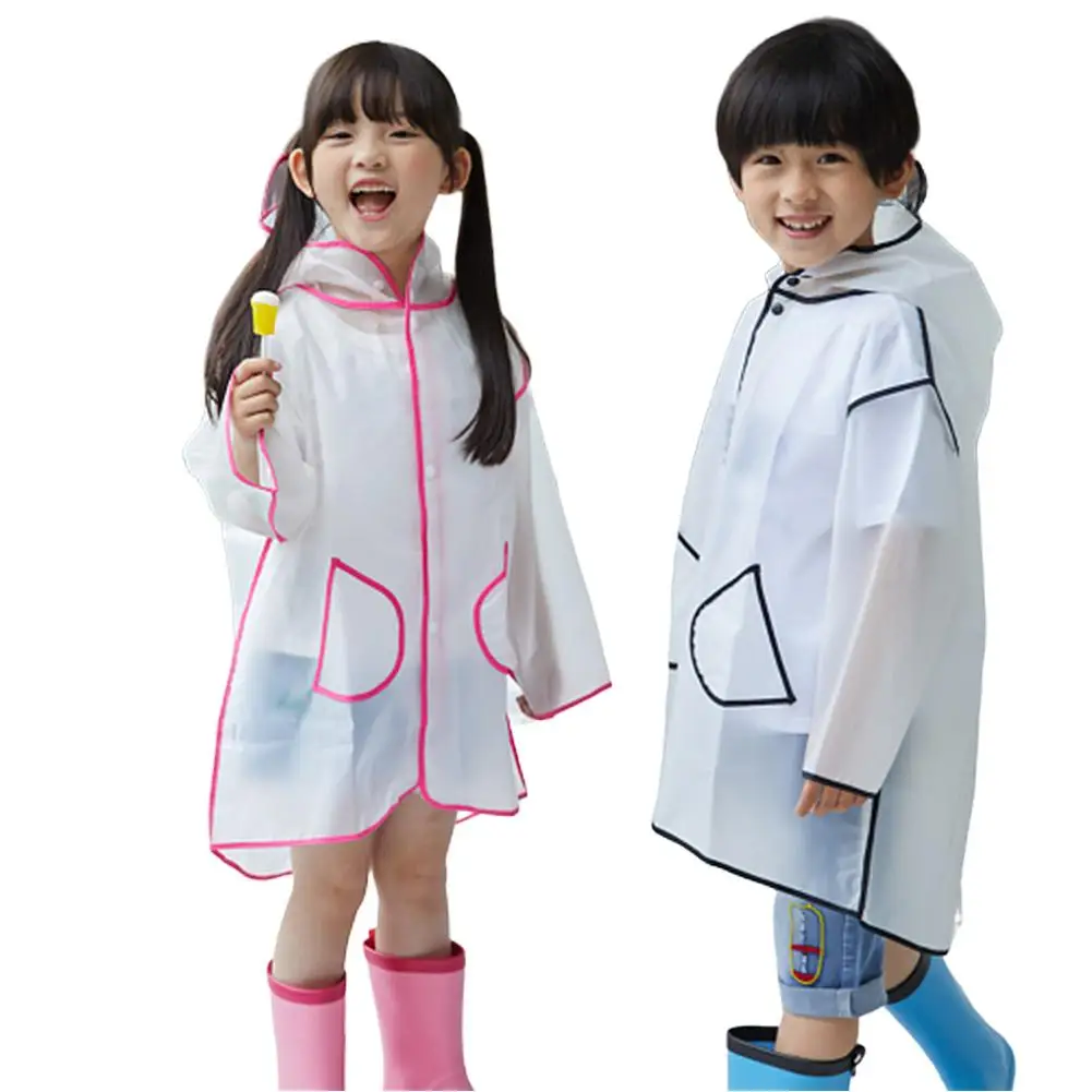 Модный прозрачный плащ с капюшоном широкими полями и кисточками детская одежда