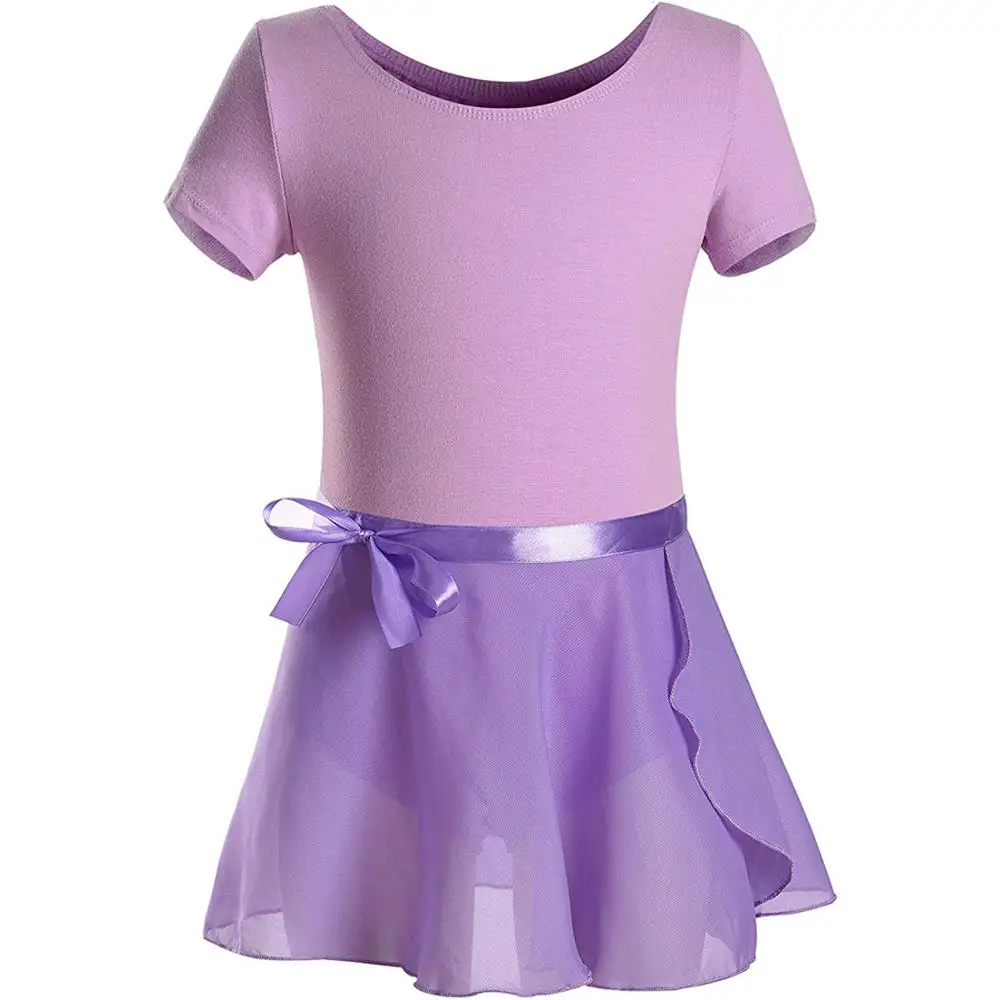

2019 Girls Ballet Tutu Dresses Short Sleeve Leotard with Skirt Kids Dance Dress Set d40t