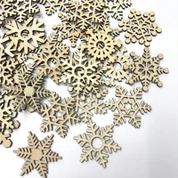 100pcs 51mm mixed carved christmas wooden snowflake cutouts craft embellishment gift tag wood ornament for weding christmas diy