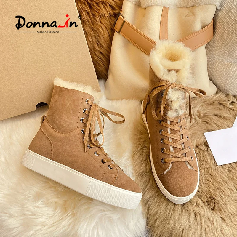 Donna in/2021 г. Зимние женские ботинки из замши роскошная брендовая теплая шерстяная