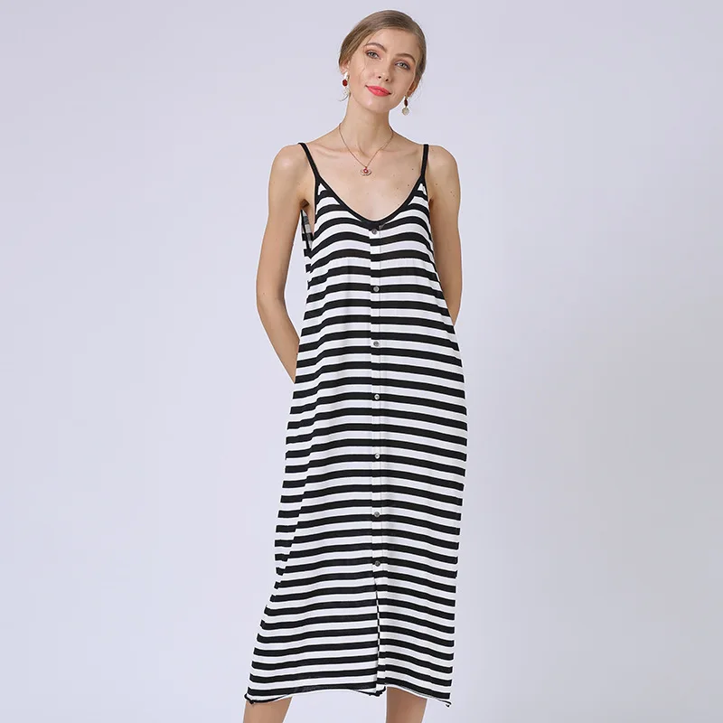 

Women's Clothing Dresses Christmas sexy pullover jurken casual sweater black striped knitted sling dress plus size 2019 autumn