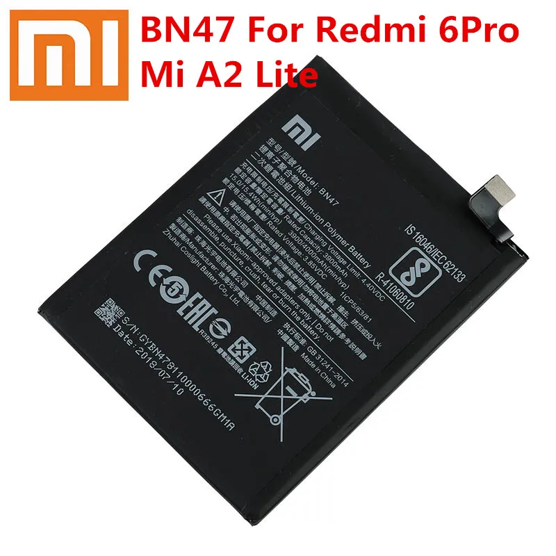 Оригинальный аккумулятор Xiaomi Redmi 6 Pro BN47 4000 мАч для 6Pro / Mi A2 Lite высококачественный