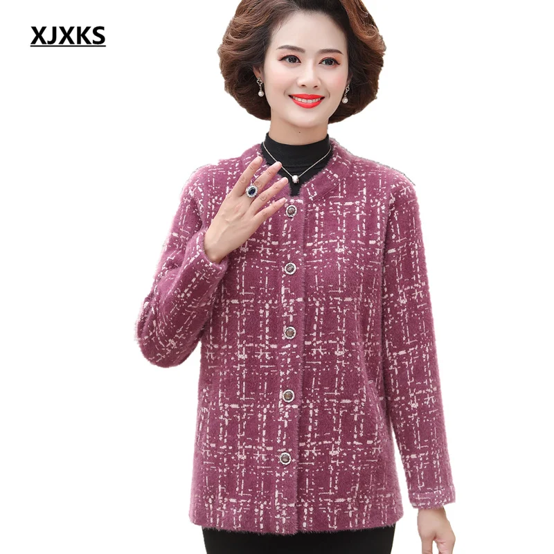 

XJXKS, сезон осень-зима 2022, Новое Женское шерстяное пальто, свободное женское повседневное пальто