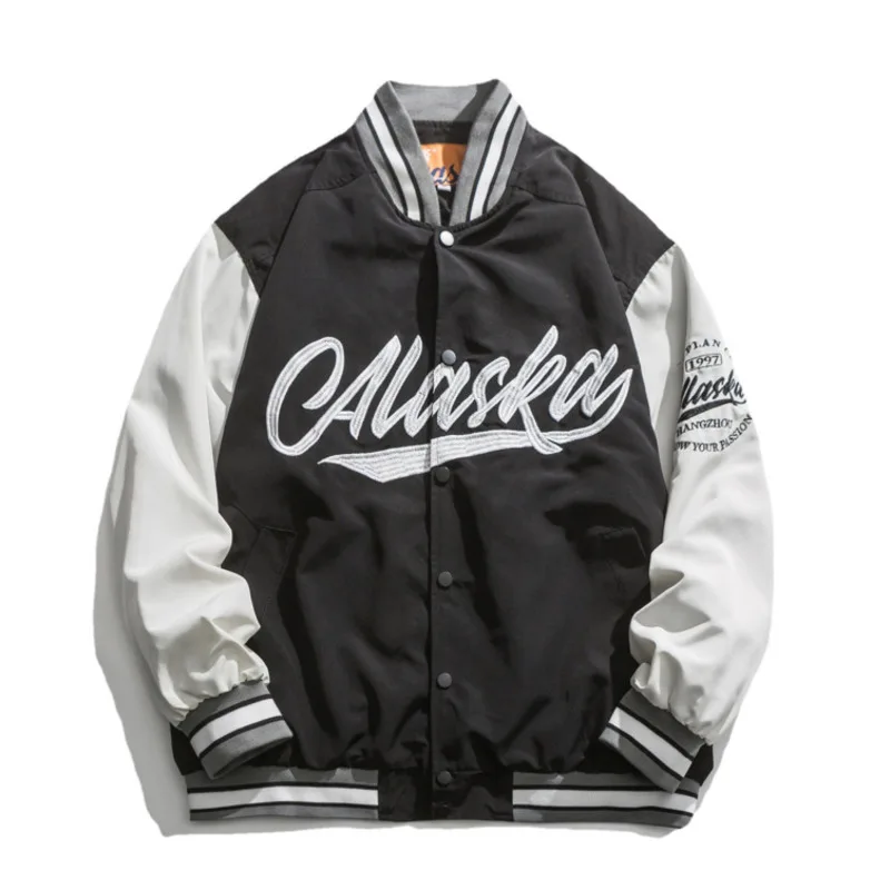 

Мужская бейсбольная куртка, с вышивкой и хлопковой подкладкой, свободная, короткая