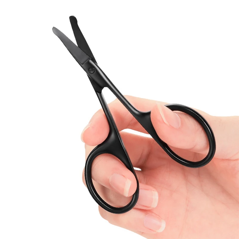 

Stainless Steel Mini Portable Curved Mustache Nose Ear Hair Remover Scissor Trimmer Safety Tips Black/sliver/gold