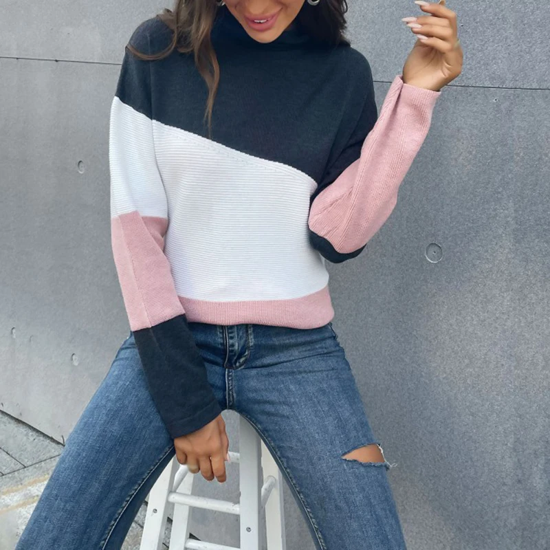 

Women Sweater Turtleneck Pullovers Autumn Spring Sweaters Long Sleeve Casual Loose Female Sweater