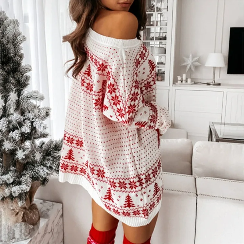 

Hot Christmas Women Sweater Santa Claus Xmas Printing Long Sleeve O-neck Christmas Knitting Pullover Sweater Top Jumper Knitwear