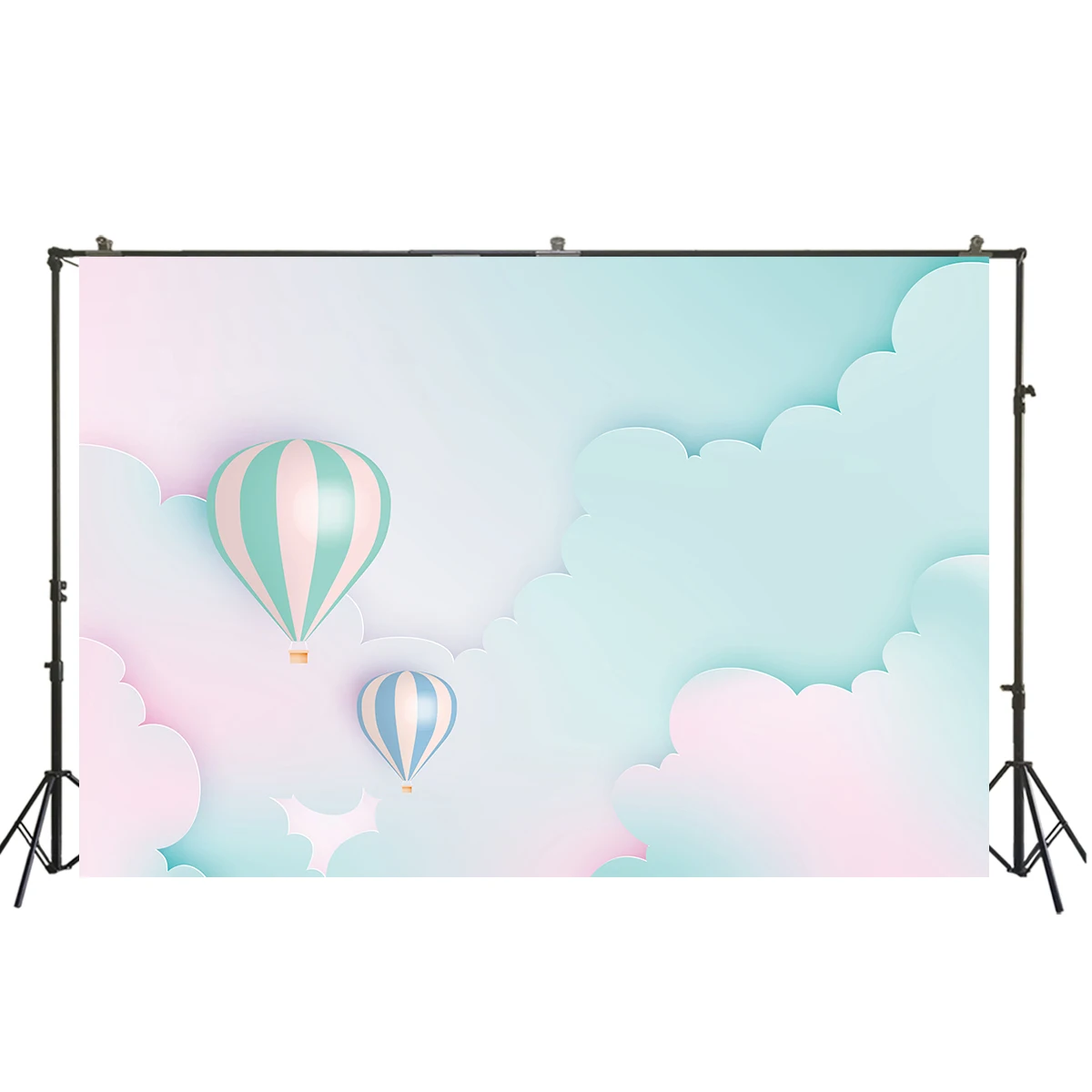 

Photography Backdrop Hot Air Balloon With Pastel Sky Background Gir Birthday Party Baby Shower Banner Studio Booth Kids Portrait