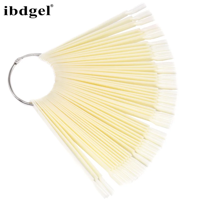 50pcs /set Natural False Nail Tips Display Board Fan Shaped Acrylic UV Polish Color Card Manicure Art Practice Tools - купить по