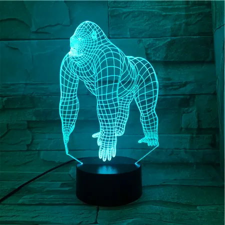 3D Светодиодная лампа в виде животных орангутанга гориллы шимпанзе с USB 7 цветов