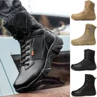 Мужские боевые ботинки, тактическая обувь, высокие теплые Нескользящие уличные военные ботинки, зимние ботинки для мужчин