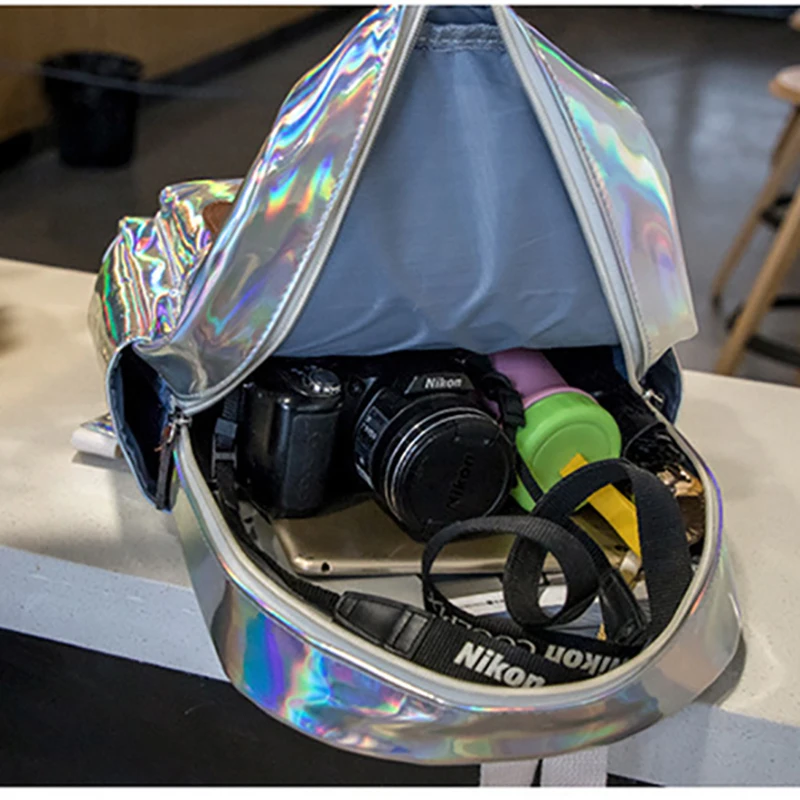 Backpacks Women Soft Laser PU Leather Bags For Teenage Girl Female Travel Young Lady Fashion Hologram School Bag |