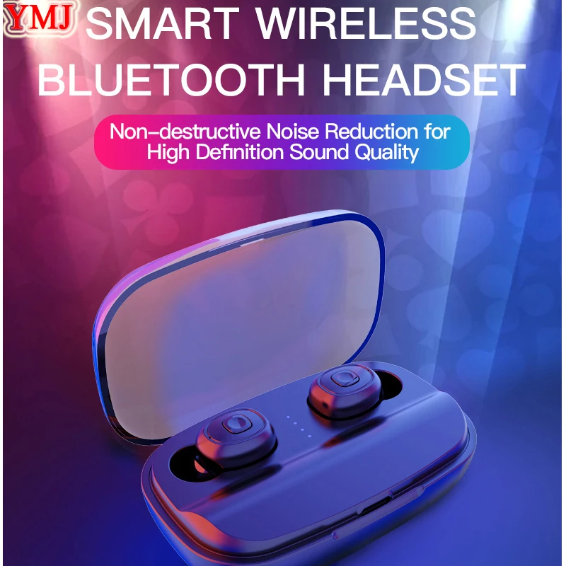 TWS V5.0 Bluetooth наушники стерео бас Беспроводные с 3000 мАч зарядным устройством