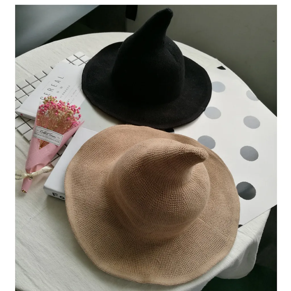 Шляпа ведьмы для Хэллоуина мужская и женская шерстяная вязаная шапка модная