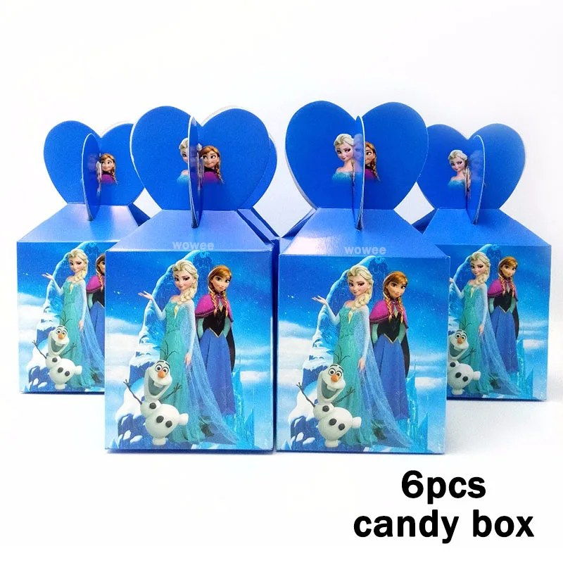 6Candy Box Дисней Холодное сердце Эльза и Анна с днем рождения Детские украшения для вечеринки детские украшения для дня рождения вечерние принадлежности - Цвет: 6Candy Box