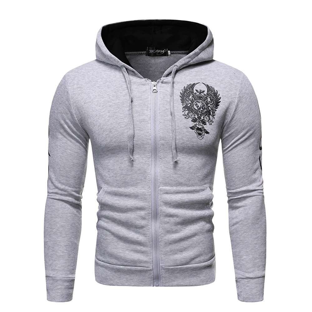 

Sprin Autumn Men's Fashion Printed Cardigan Long Sleeve Hoodie Coat