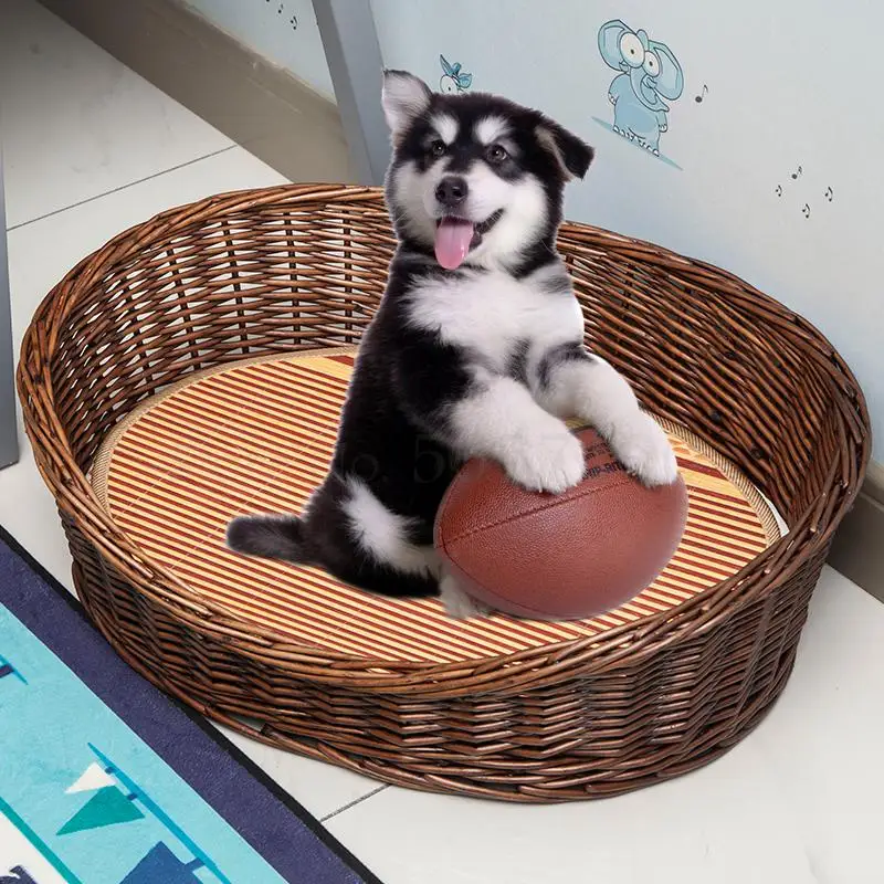 Ротанг питомник летняя собака кровать для Тедди Старлинг маленький и средний