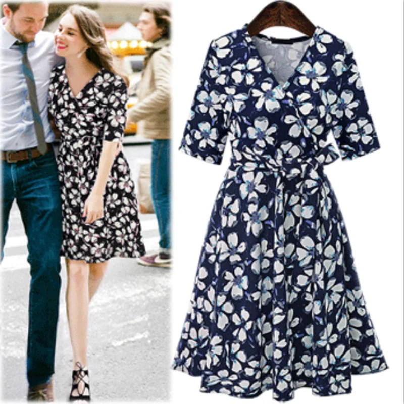 

Floral V-Neck Slim Mini Spring Summer Clothes Dress For Women'S Vetement Femme 2021 Sukienka Sundress Vintage Casual Dress