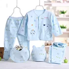 Комплект из 5 предметов для маленьких мальчиков и девочек, топ с длинными рукавами с рисунком + шапочка + штаны + костюм с нагрудником, повседневный комплект одежды для новорожденных 0-3 месяцев