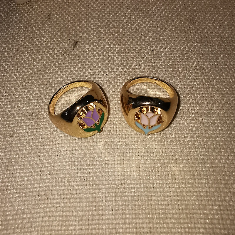 

UILZ Punk Smile Face Enamel Flower Thick Rings Chunky Heart Alien Ring Set for Women New Creative Jewelry Travel Gifts