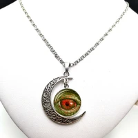 2020 creative retro dragon eye cabochon glass moon pendant clavicle chain necklace birthday gift