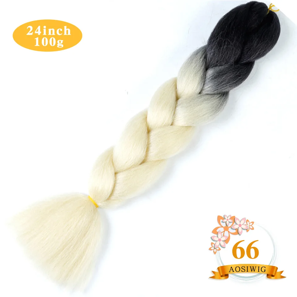 AOSIWIG 2" Ombre Jumbo синтетические плетеные волосы крючком 100 г/упак. афро оптом розовый синий фиолетовый синтетические волосы - Цвет: #31