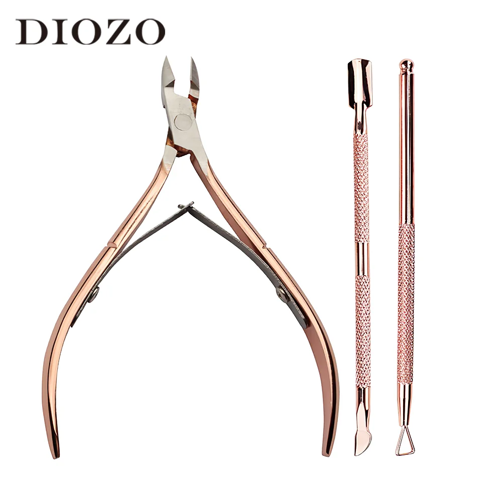 DIOZO 3 шт. нержавеющая сталь кутикулы для ногтей толкатель удаления лака Набор