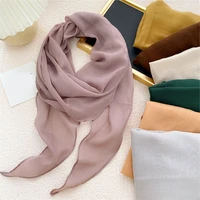 solid color silk scarf for women temperament cotton linen texture headband scarves breathable good looking durable scarf