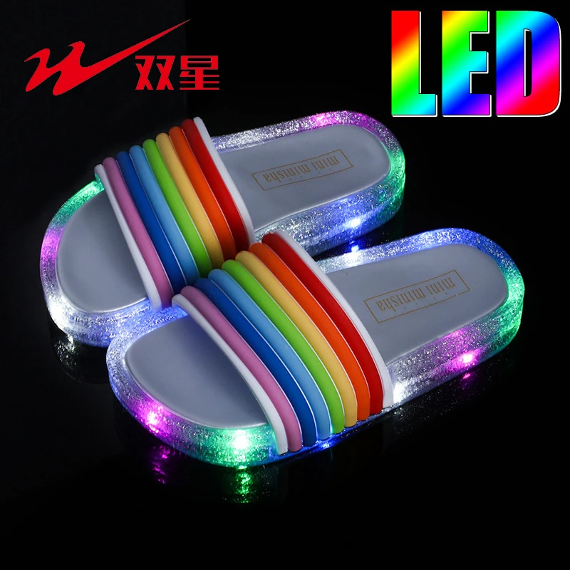 Тапочки с двойной звездой радуги для мальчиков и девочек Обувь принцессы Уличная