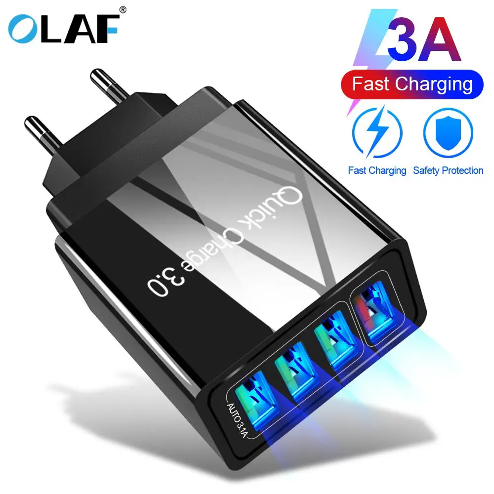 Олаф Quick Charge 3,0 USB зарядное устройство EU/US/UK вилка настенный мобильный телефон быстрое зарядное устройство для iPhone 7 XS samsung S8 4 порта адаптер QC 3,0