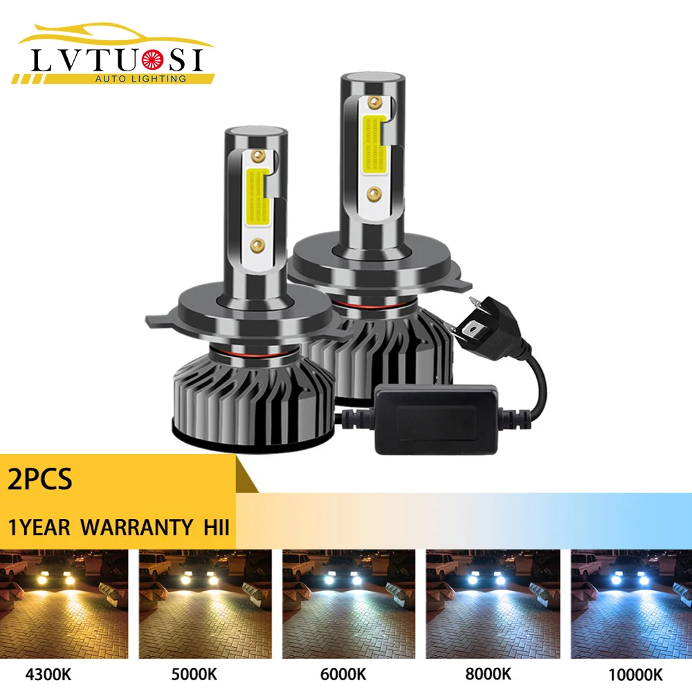 2PCS H1 9005 Fog Lamps Bulbs Canbus 6000K COB Chips H4 H8 H9 H11 Turbo Fan Auto Headlamp Car LED Headlight H7 4300K 3000K