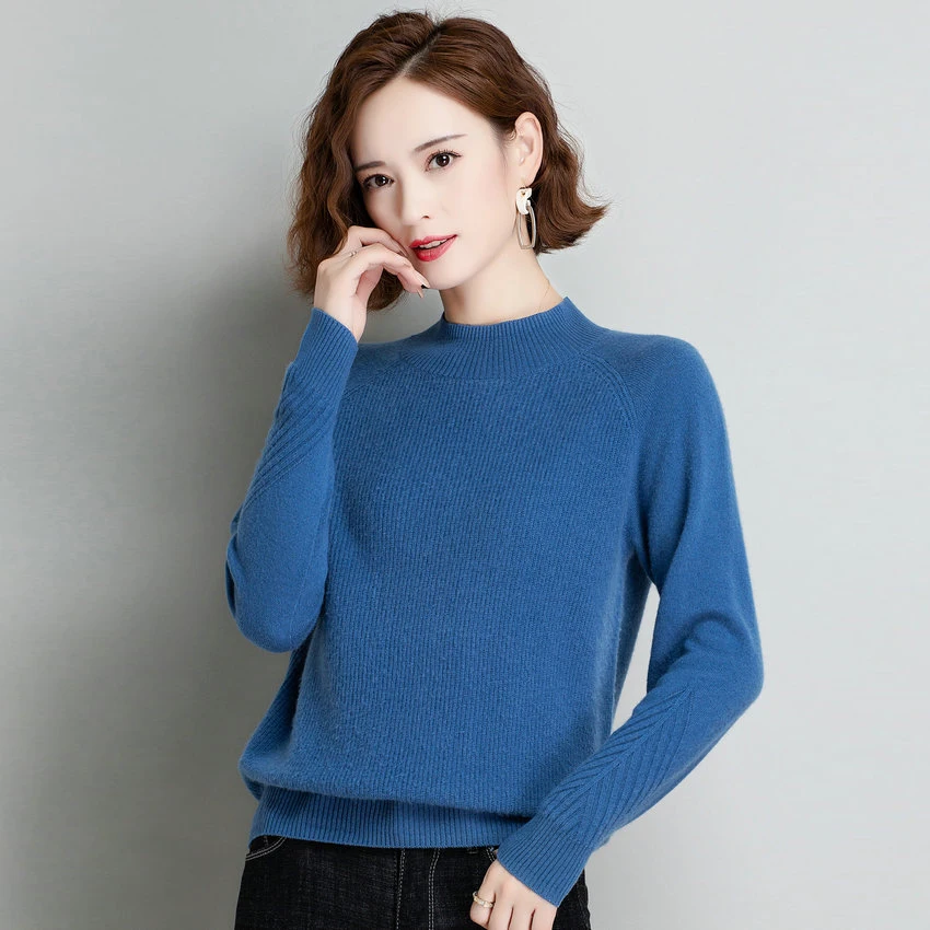 

Winter Cashmere Sweater Women Blue Camel Sheep Wool Tricot Top Jumper Mujer Crew Neck Knitwear Lady Soft Warm Pullover Jersey