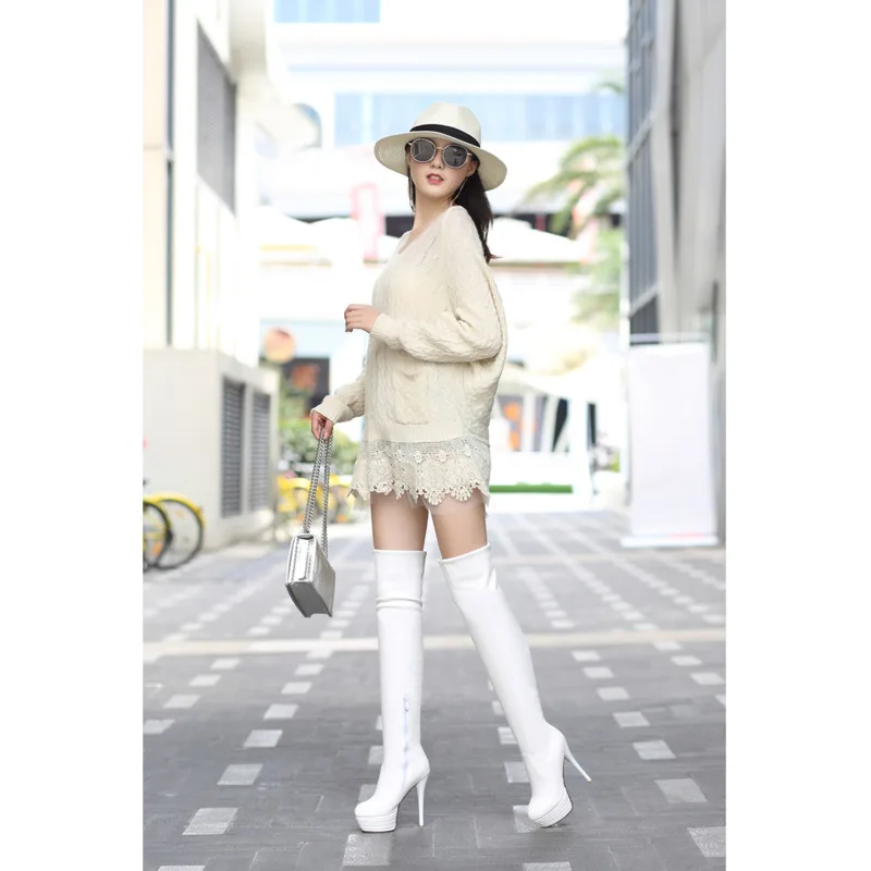 

Women's Winter High Boots 2020 Sexy Slip On High Heel Platform Shoes For Woman Over The Knee Fashion Women Long Boot Shoes