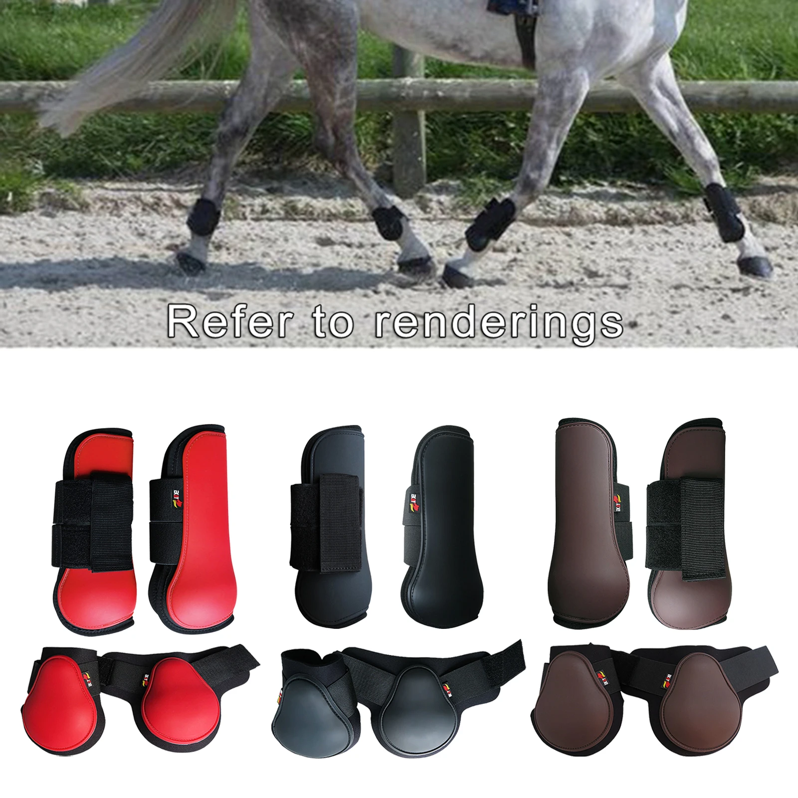 Horse Leg Tendon Boots Exercise Adjustable Brace PU Leather Protective Guard | Спорт и развлечения