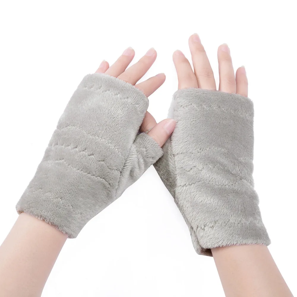Women Fingerless Gloves Thick Warmth polar fleece Winter Autumn Thick Warm Gloves Keyboard Leak Finger Gloves handschoenen 11.19