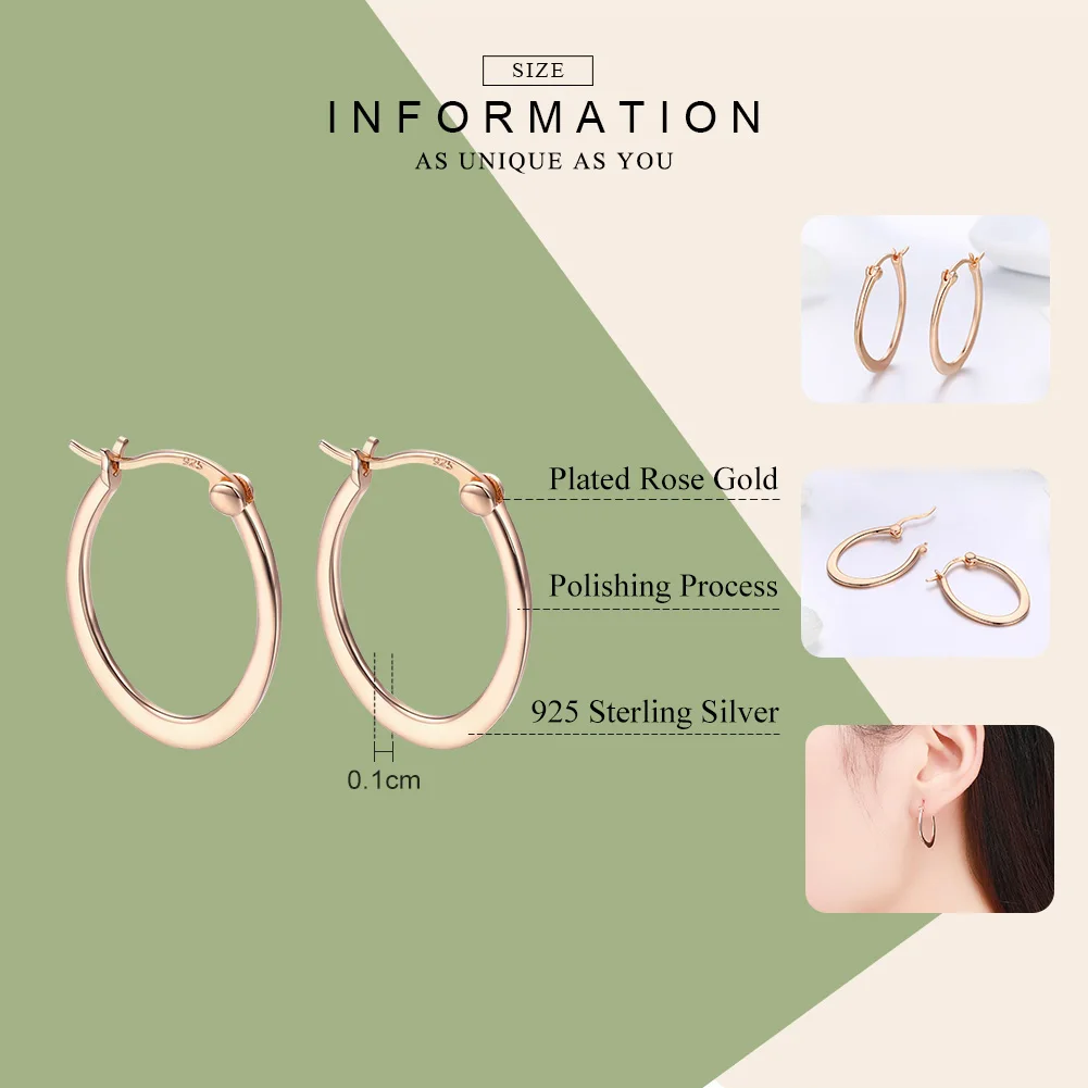 

BAMOER Authentic 925 Sterling Silver Classic Round Circle Big Hoop Earrings for Women Sterling Silver Earrings Jewelry SCE478