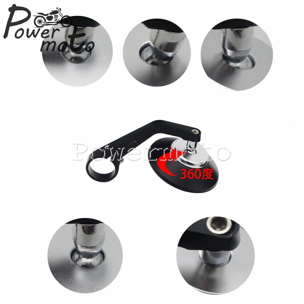 12 мм болтовое боковое зеркало для мотоцикла CNC круглые черные Задние Зеркала на