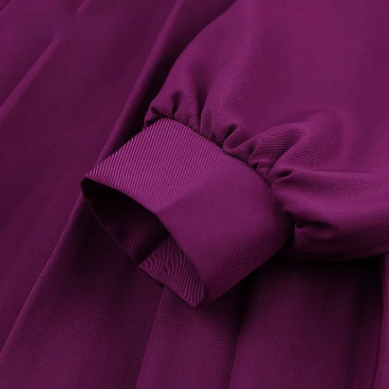 

Pleated Sexy V Neck Mini Bodycon Dress Woman Purple Long Sleeve A-Line Dress Puff Sleeve Lady 2021 Spring Elegant Vestido