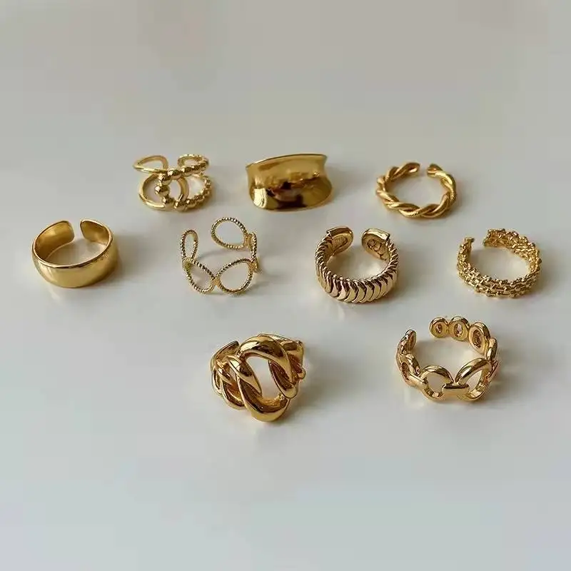 

Cool wind fashion simple personality geometric opening metal ring net red temperament design sense hand ornament free shipping
