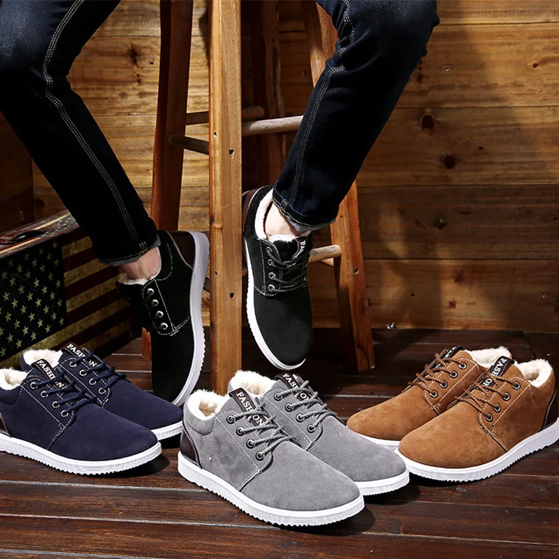 PUPUDA sneakers men casual shoes with fur winter new cotton fashion trend sport running korean comfortable | Обувь