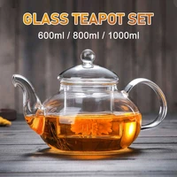heat resistant glass teapot glass teacup flower tea pot with infuser tea kettles kung fu tea set teapots for brewin flower tea